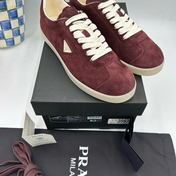 Men's Prada triangle logo suede sneakers size 9 US made in Italy - Picture 4 of 11